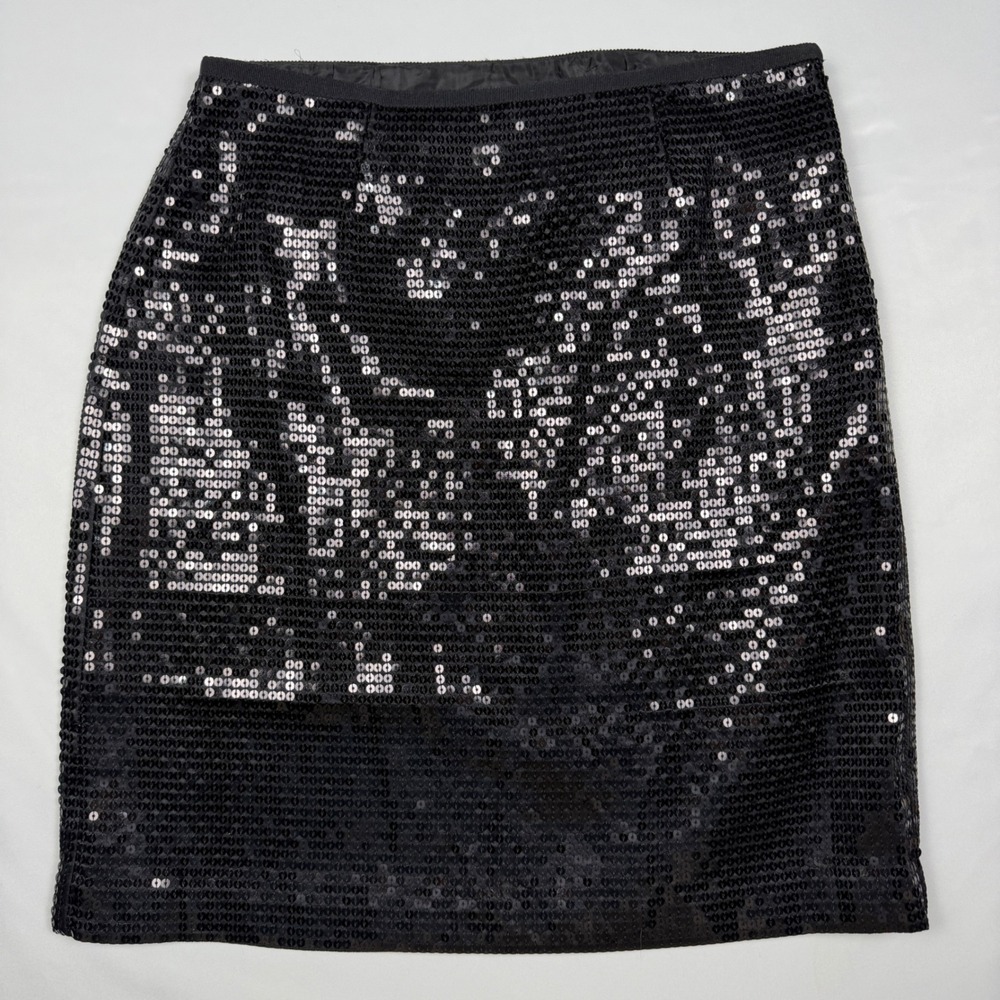 Ann Taylor Sequin Mini‎ Skirt Women 2P Black Sparkly Party Glam
